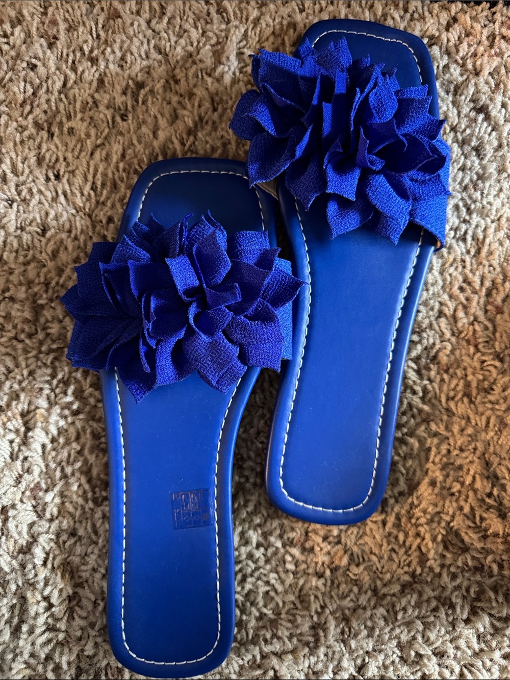 Blue Floral Slide Sandals for Women